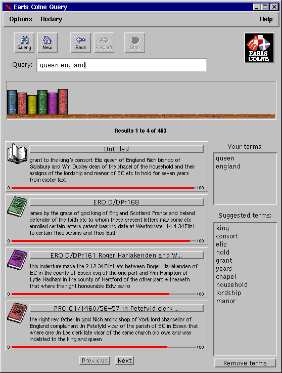 a screen shot of the query interface