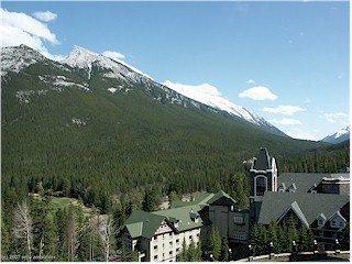 [ view from hotel room 549 at fairmont springs hotel in banff ]