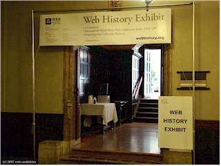 [ entrance to the web history exhibit at ivor petrak room of the fairmont springs hotel in banff ]